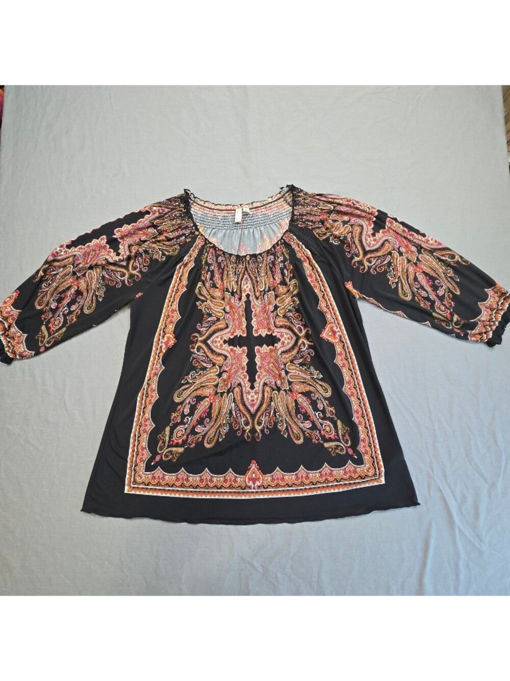 Madison Off Shoulder Top Large Black Paisley Bohemian Boho